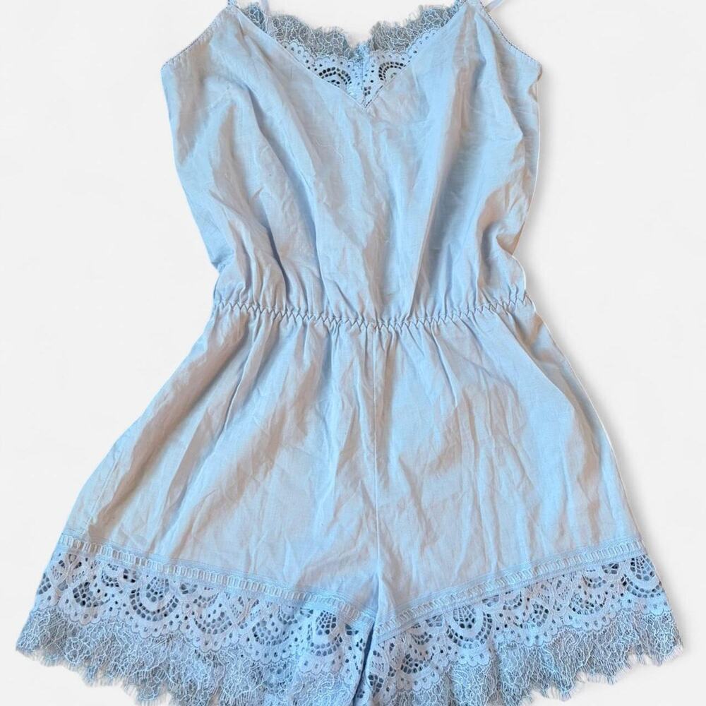 NWT topshop light blue lace romper with adjustable straps
